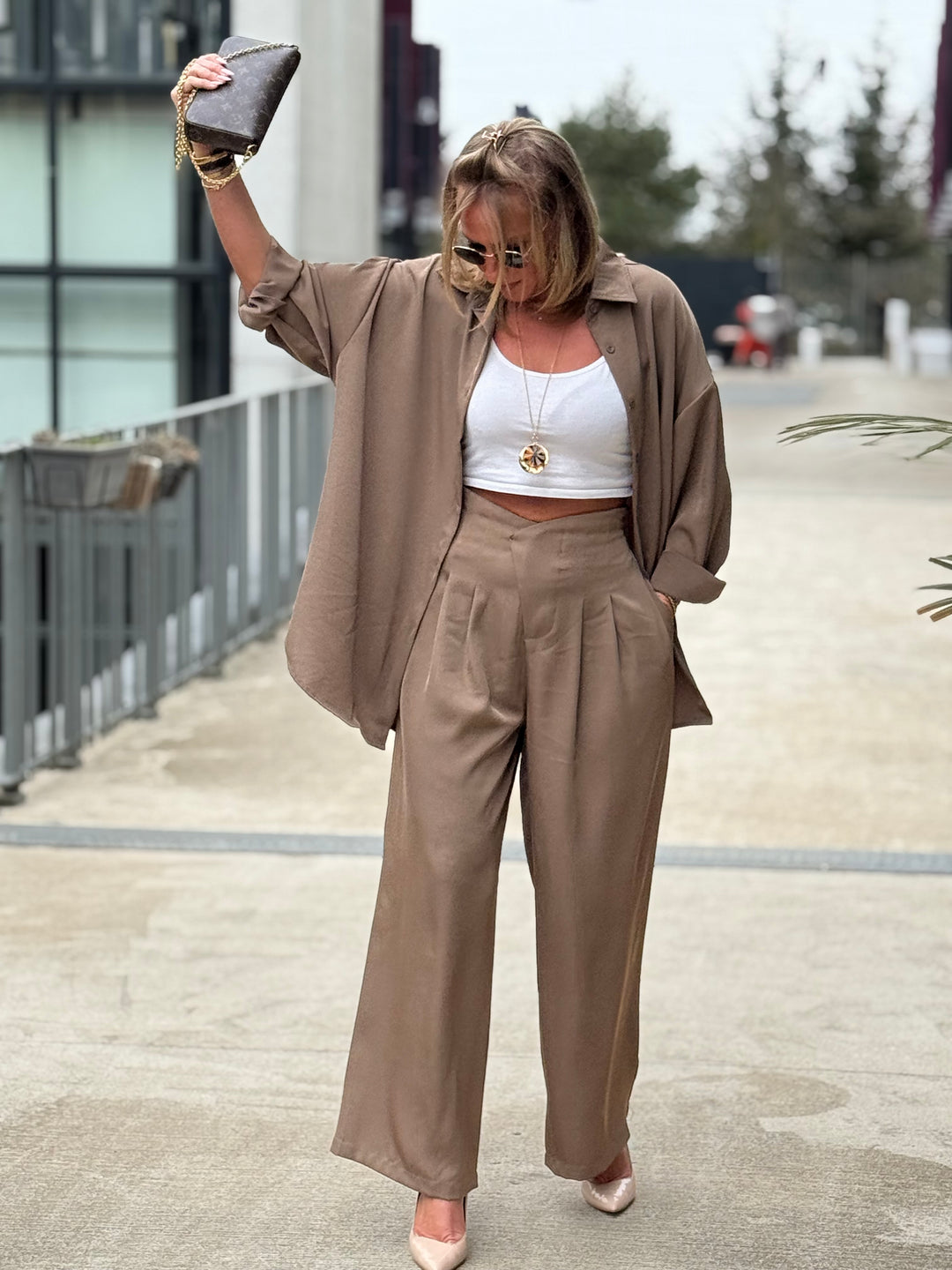 Chemise fluide Taupe PF313