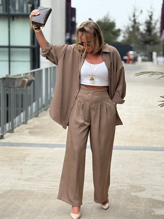Chemise fluide Taupe PF313