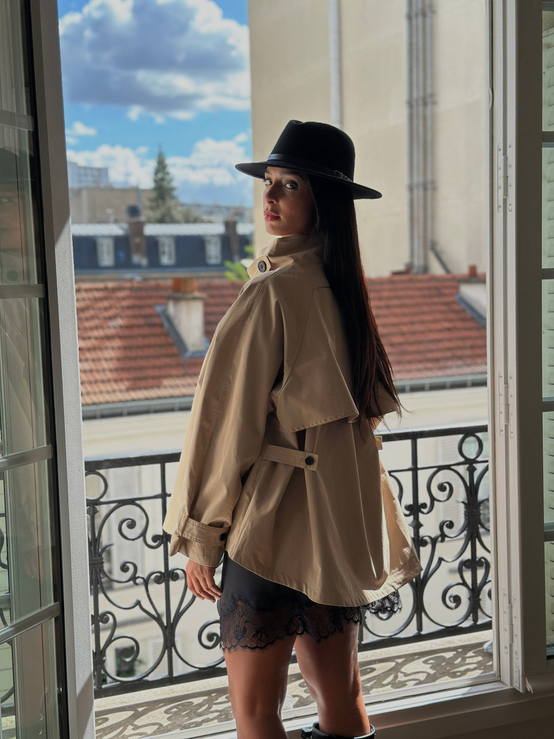 Trench oversize beige court 3067