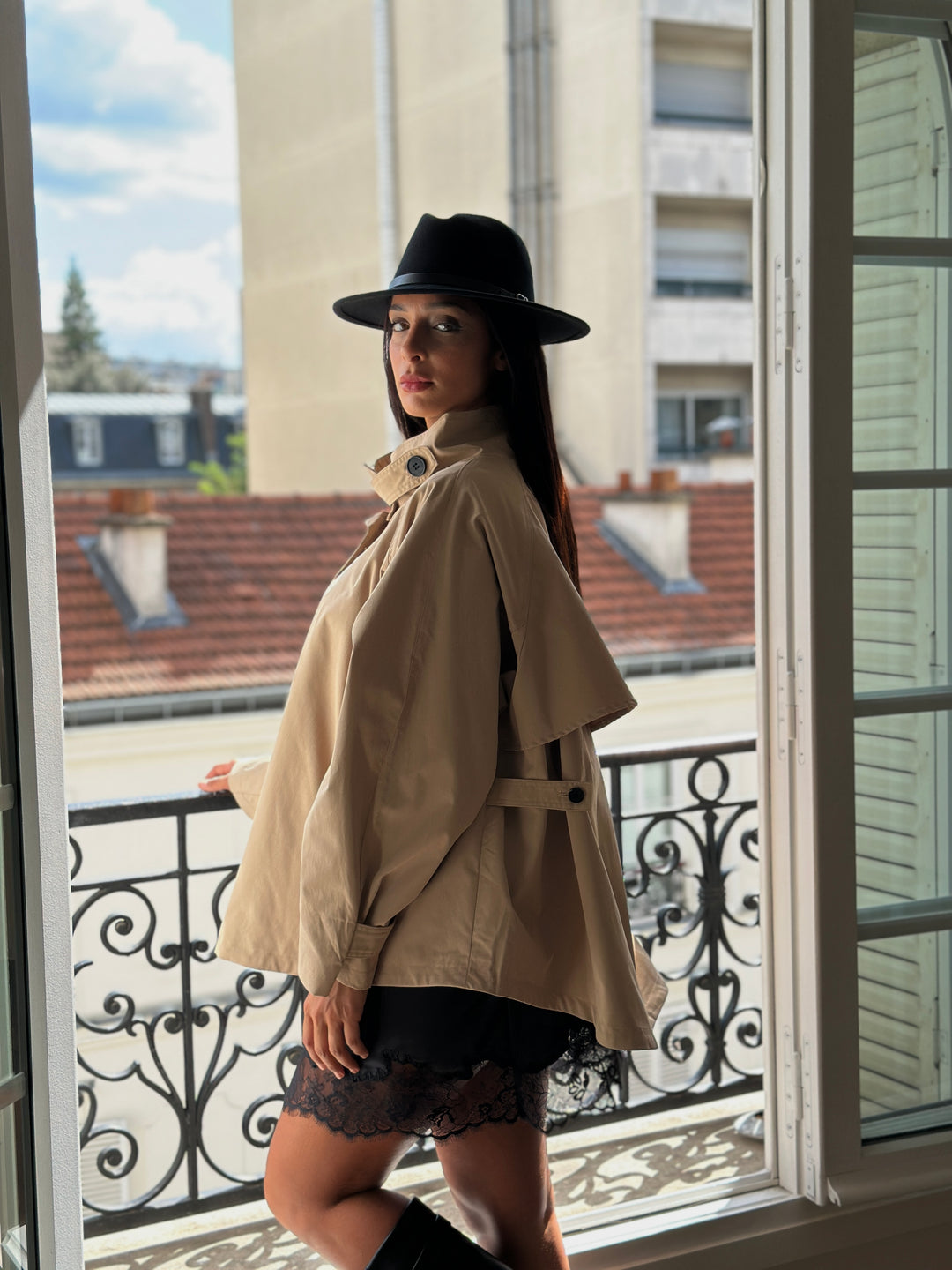 Trench oversize beige court 3067