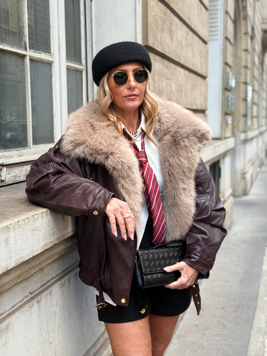 Veste similicuir fourrure amovible 202318 Bordeaux