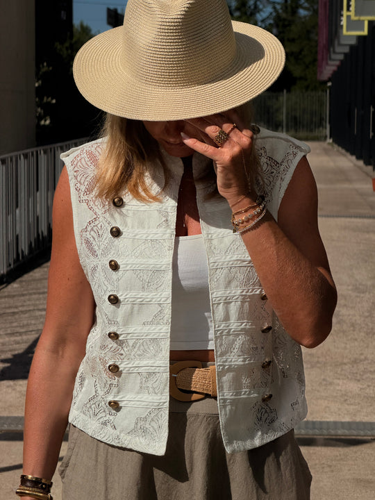 Boléro officier blanc avec dentelle