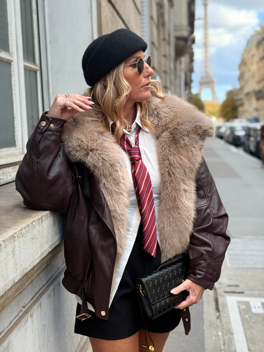 Veste similicuir fourrure amovible 202318 Bordeaux