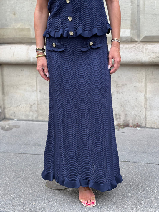 Ensemble top et jupe longue Bleu marine 10133