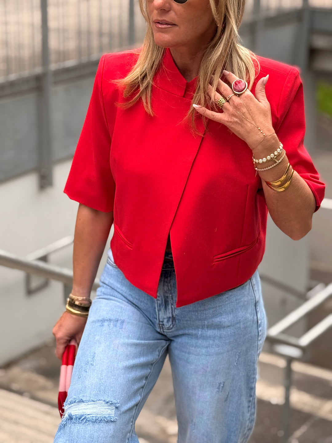 Blazer court rouge V26049
