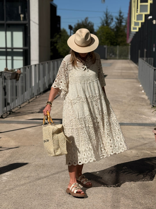 Robe crochet BEIGE 3409