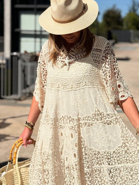 Robe crochet BEIGE 3409