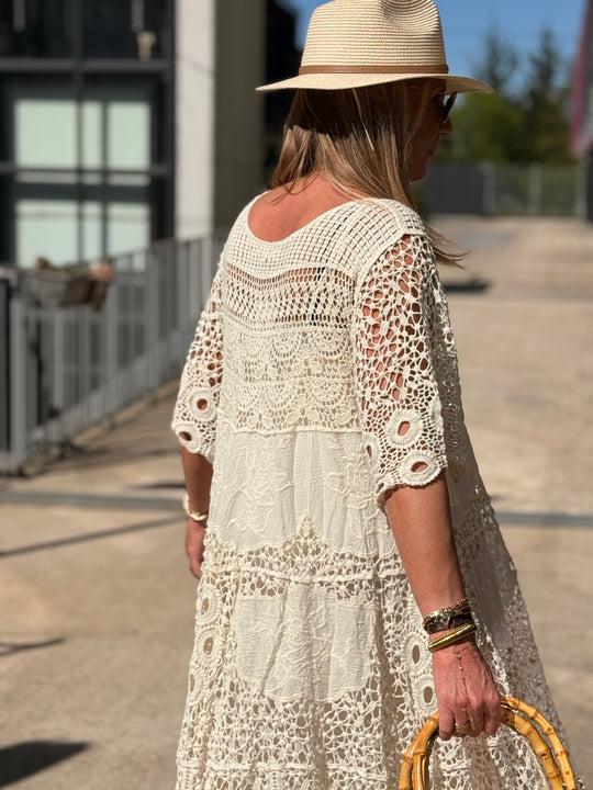 Robe crochet BEIGE 3409