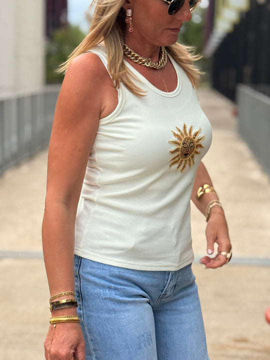 Débardeur soleil sequin +perlé 121