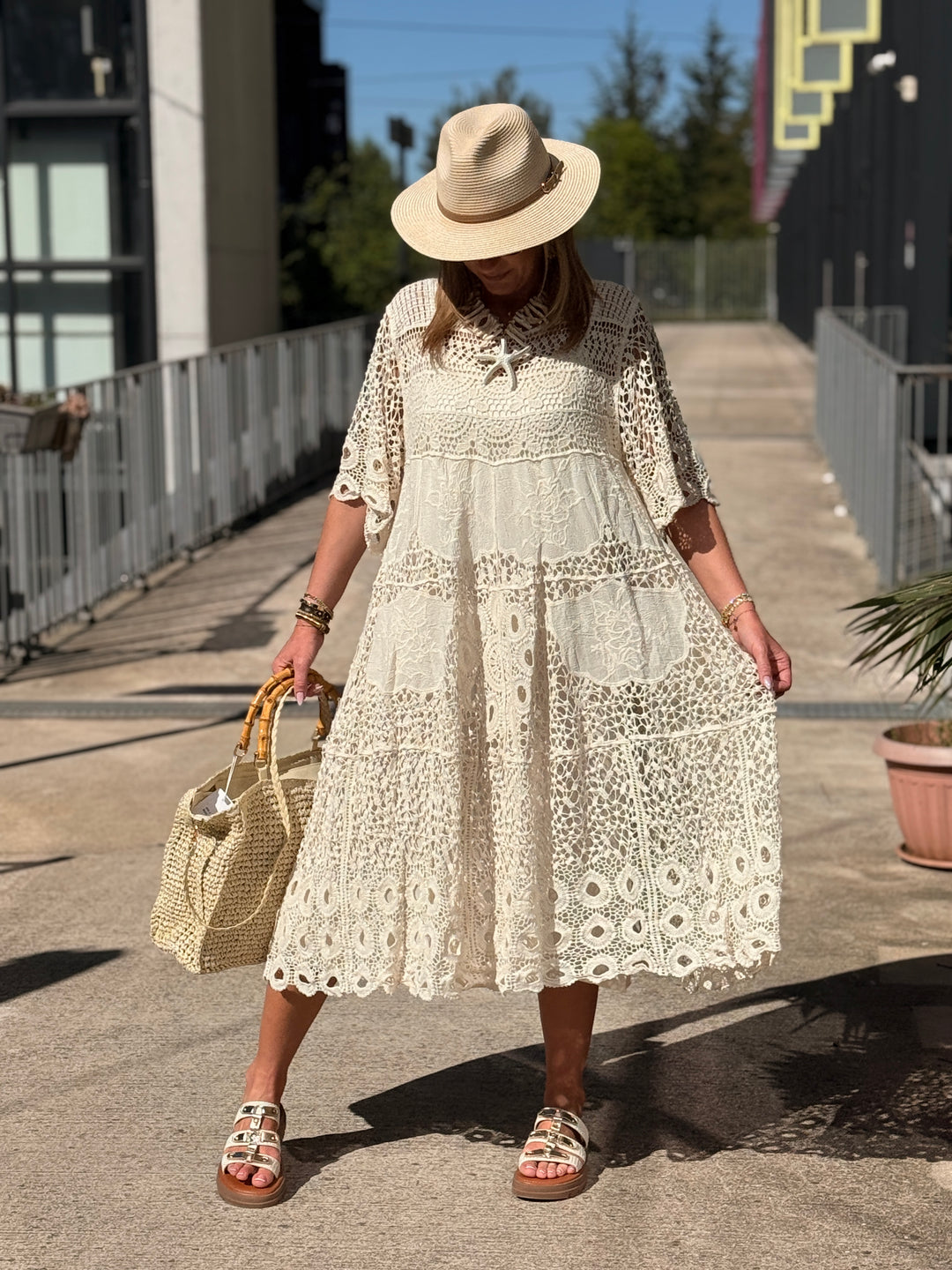 Robe crochet BEIGE 3409
