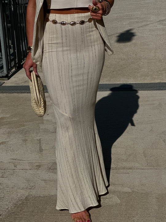 Jupe lin beige yazi 11238J