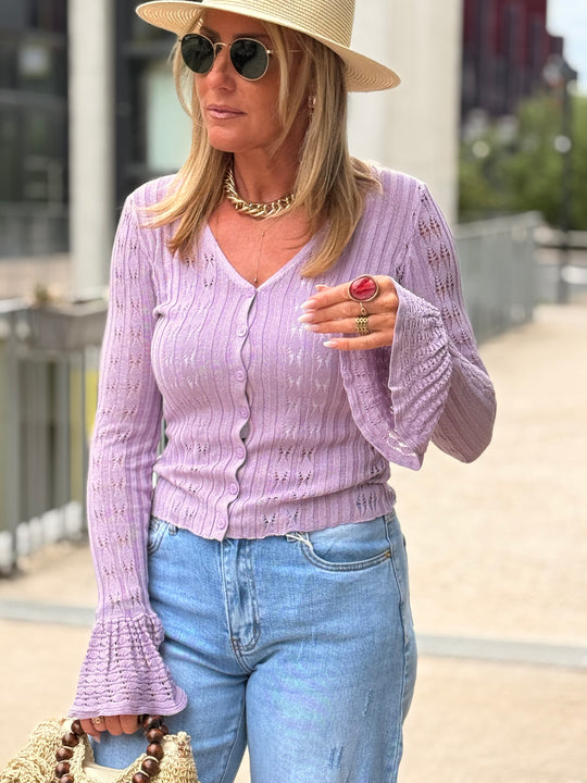 Gilet court manches volant Lila