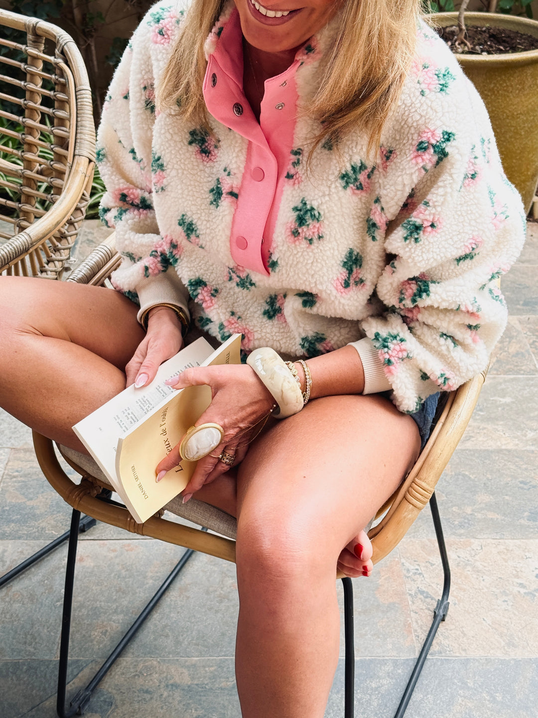 Sweat moumoute motif floral rose 2692