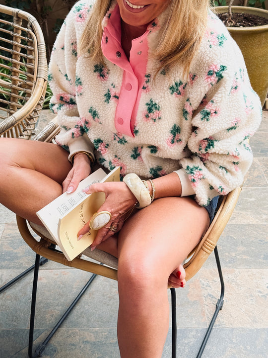 Sweat moumoute motif floral rose 2692