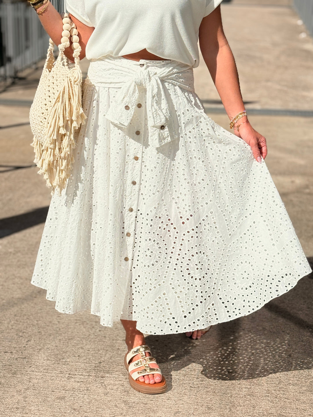 Jupe blanche à noeud blanc 4999