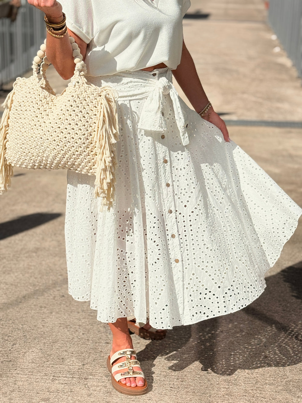 Sac panier frange beige