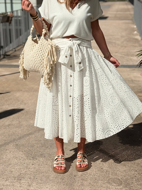Jupe blanche à noeud blanc 4999