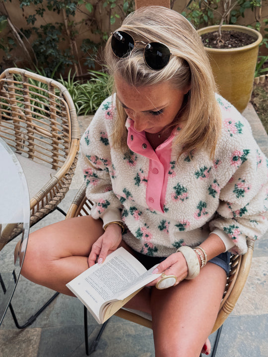 Sweat moumoute motif floral rose 2692