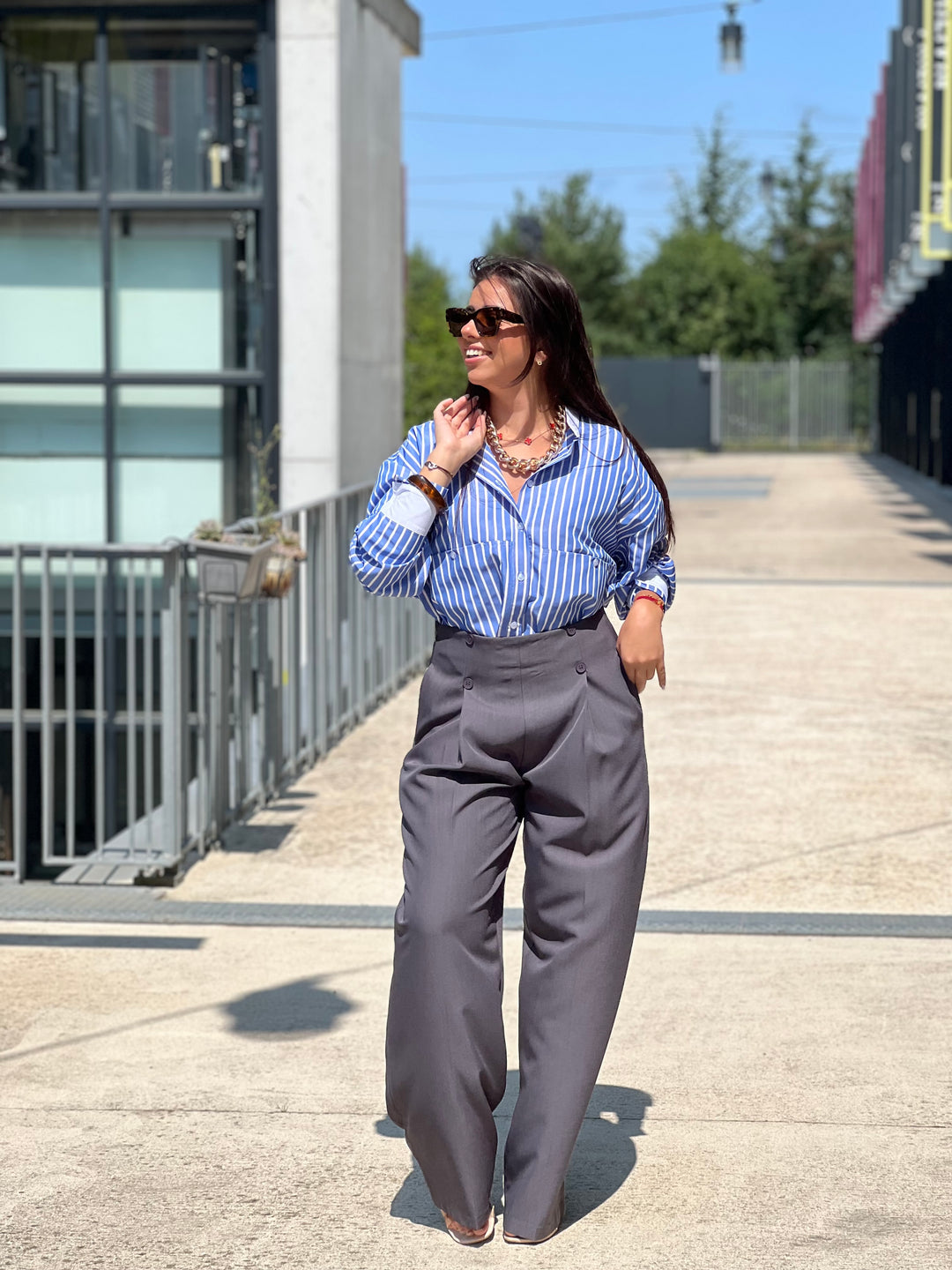 Pantalon à pince gris M765