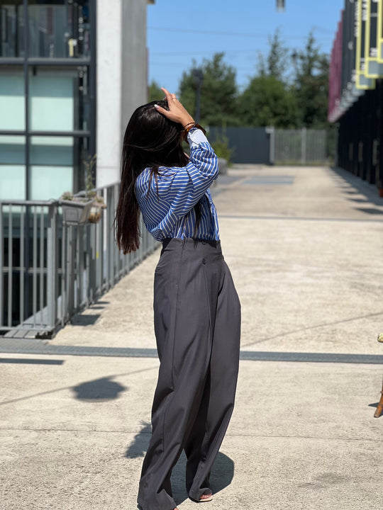 Pantalon à pince gris M765