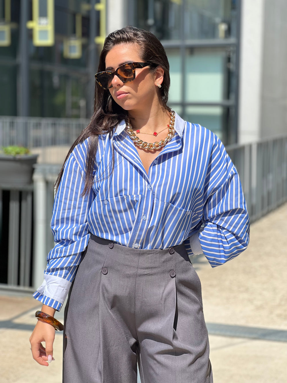 Pantalon à pince gris M765