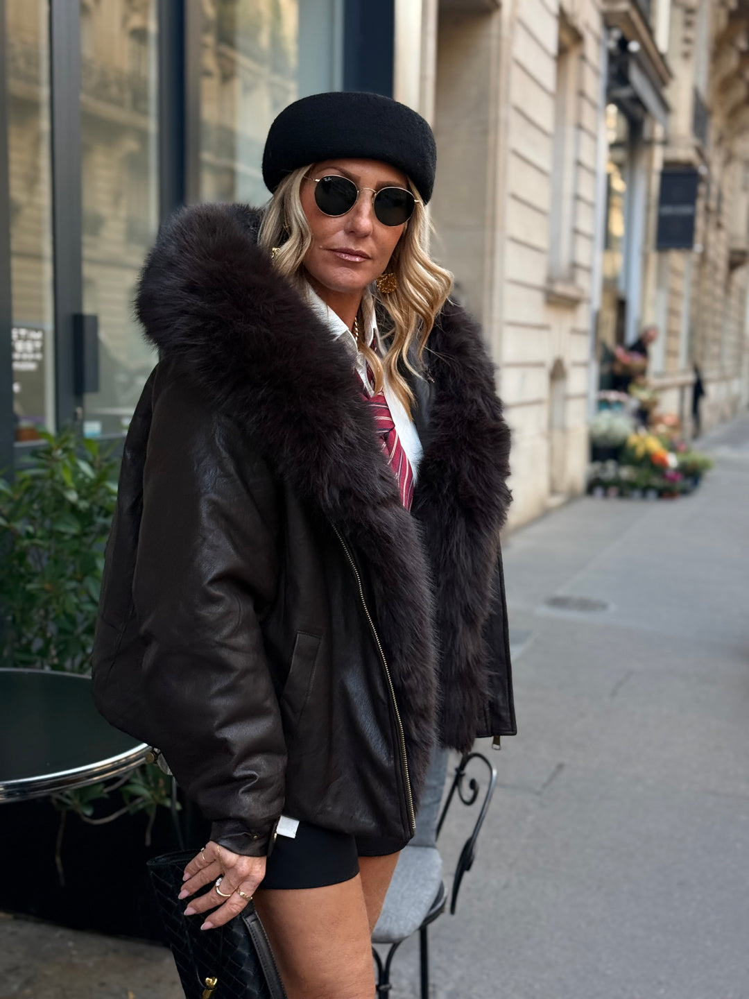 Veste bombers similicuir Capuche Choco 202317
