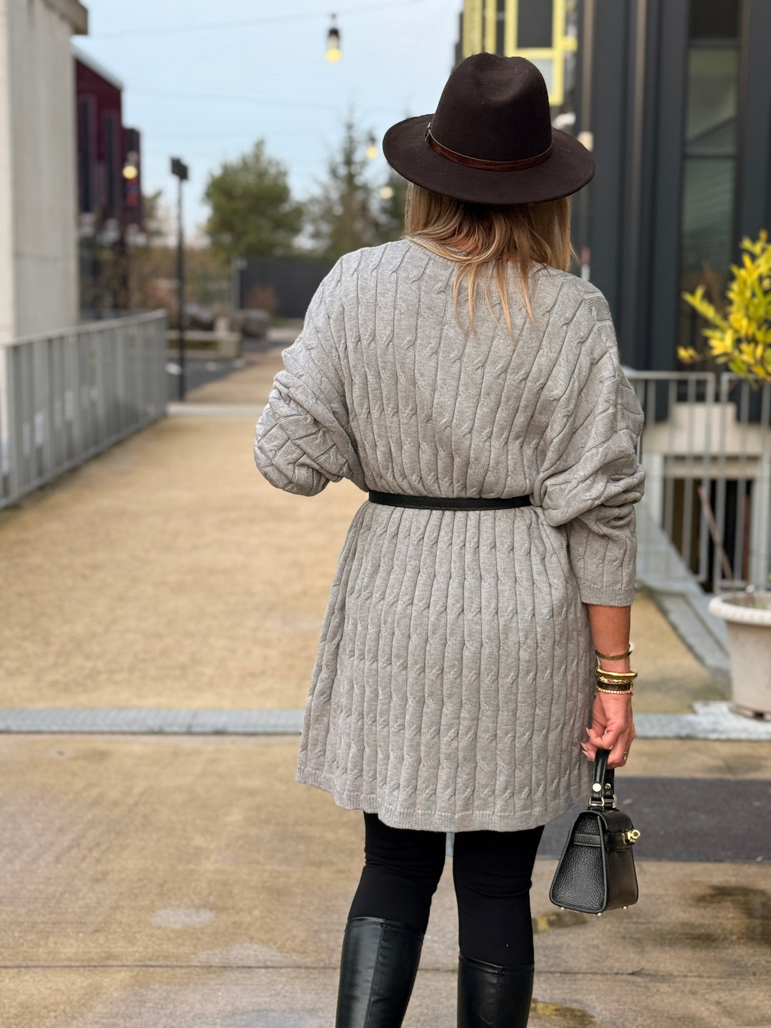 Pull tressé oversize PL12766 Gris