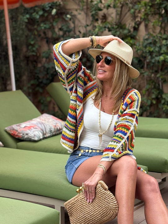 Gilet tricote colorie ORANGE