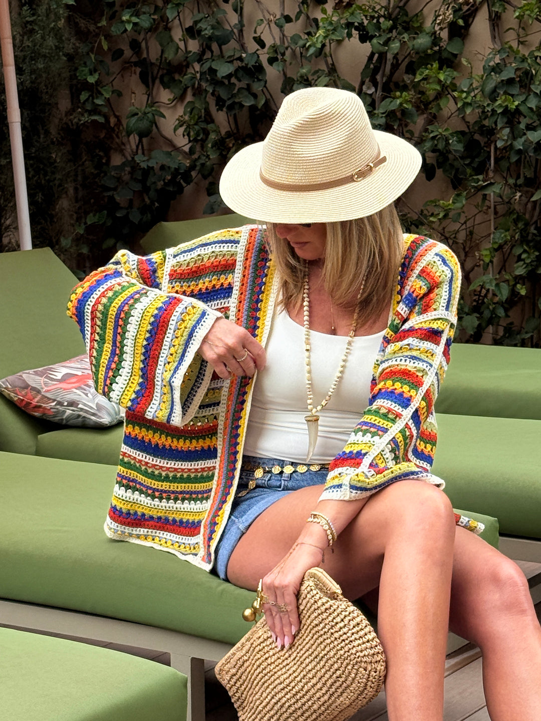 Gilet tricote colorie ORANGE