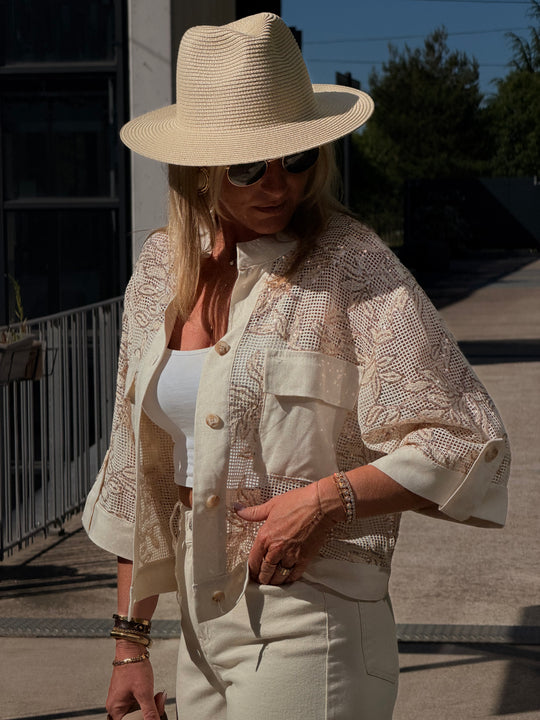Blouse beige sequin lin