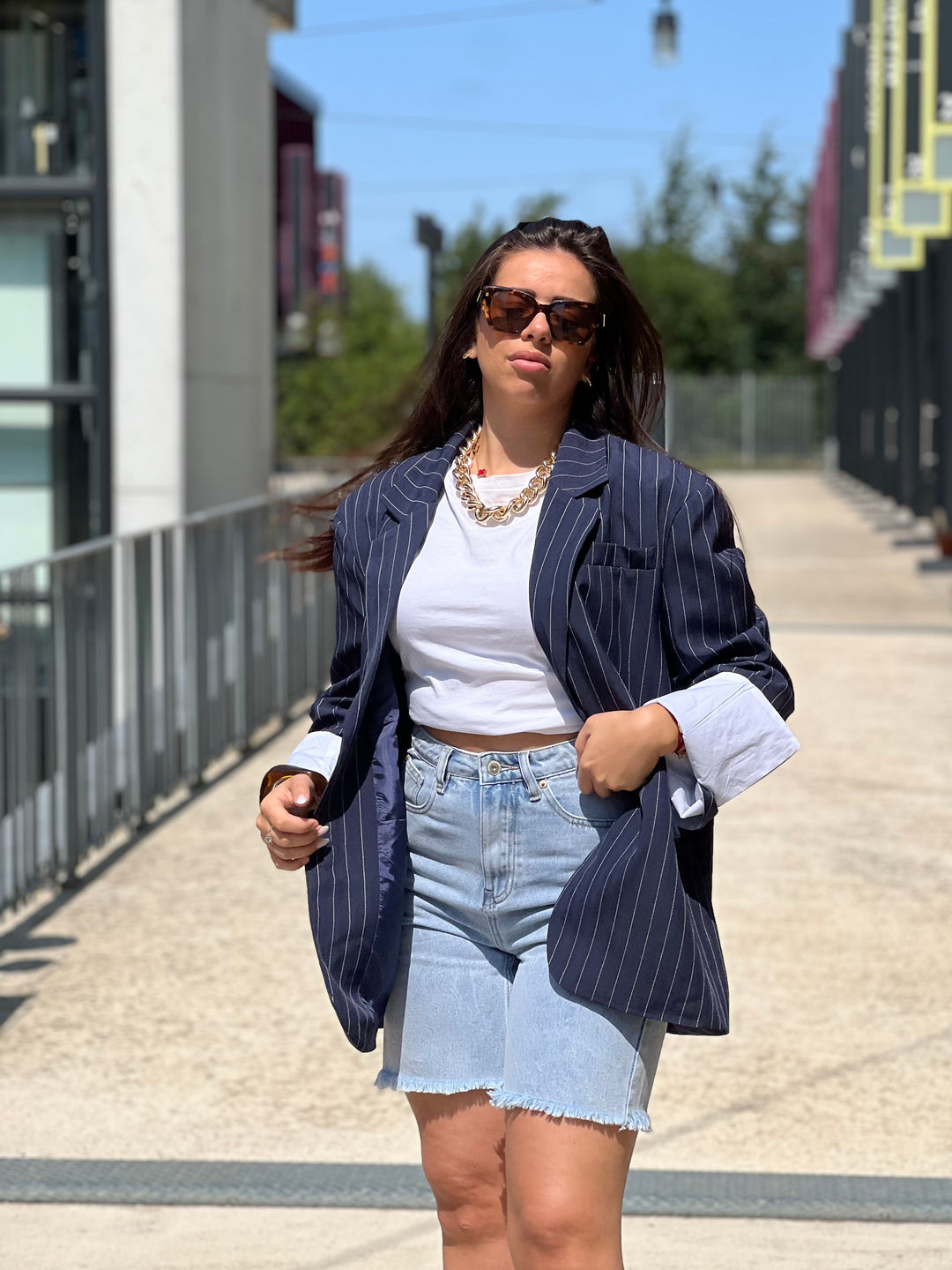 Blazer bleu rayure 3141