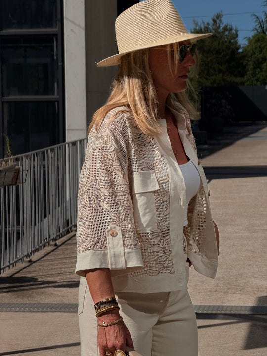 Blouse beige sequin lin