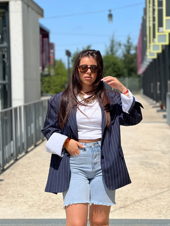 Blazer bleu rayure 3141