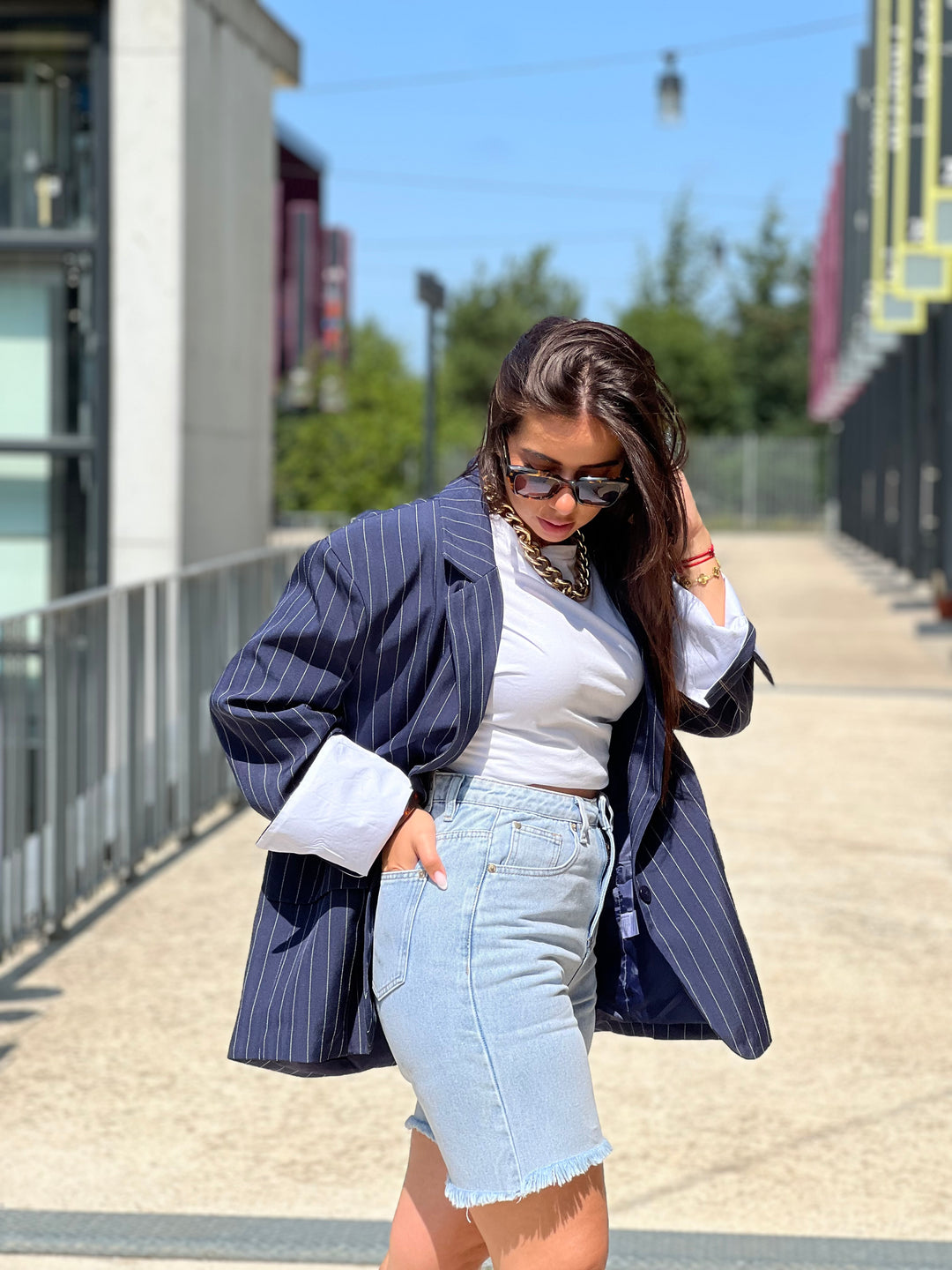 Blazer bleu rayure 3141