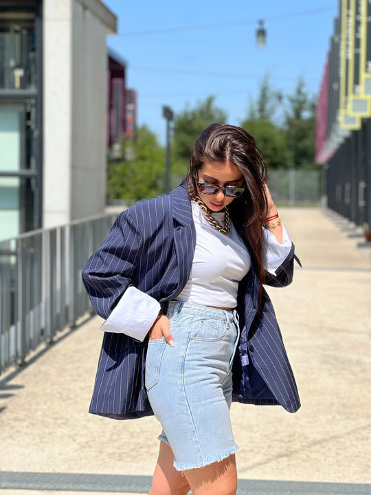 Blazer bleu rayure 3141