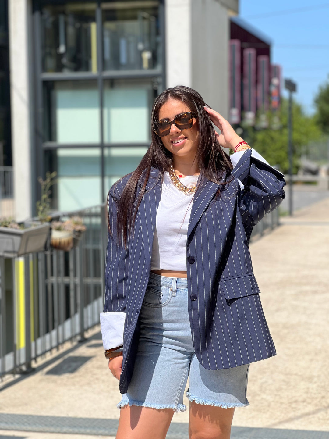 Blazer bleu rayure 3141