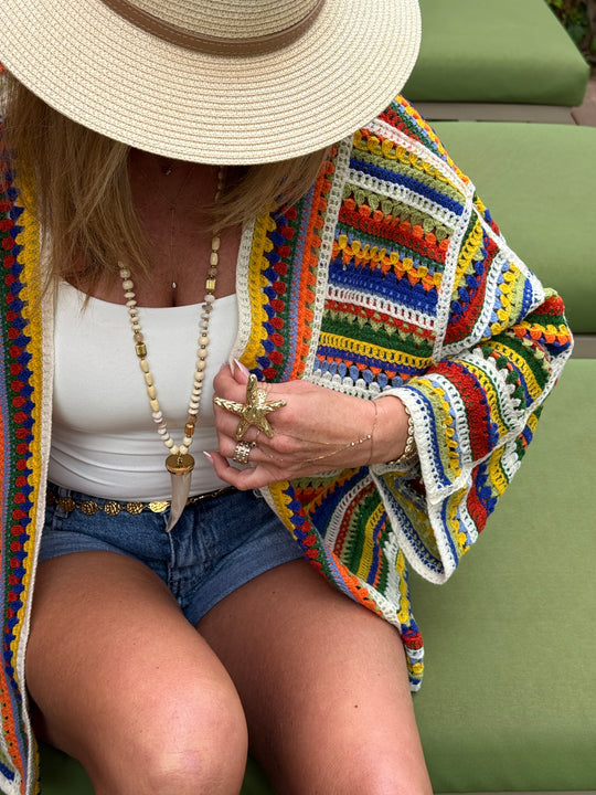 Gilet tricote colorie ORANGE