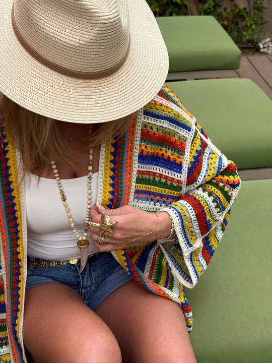 Gilet tricote colorie ORANGE