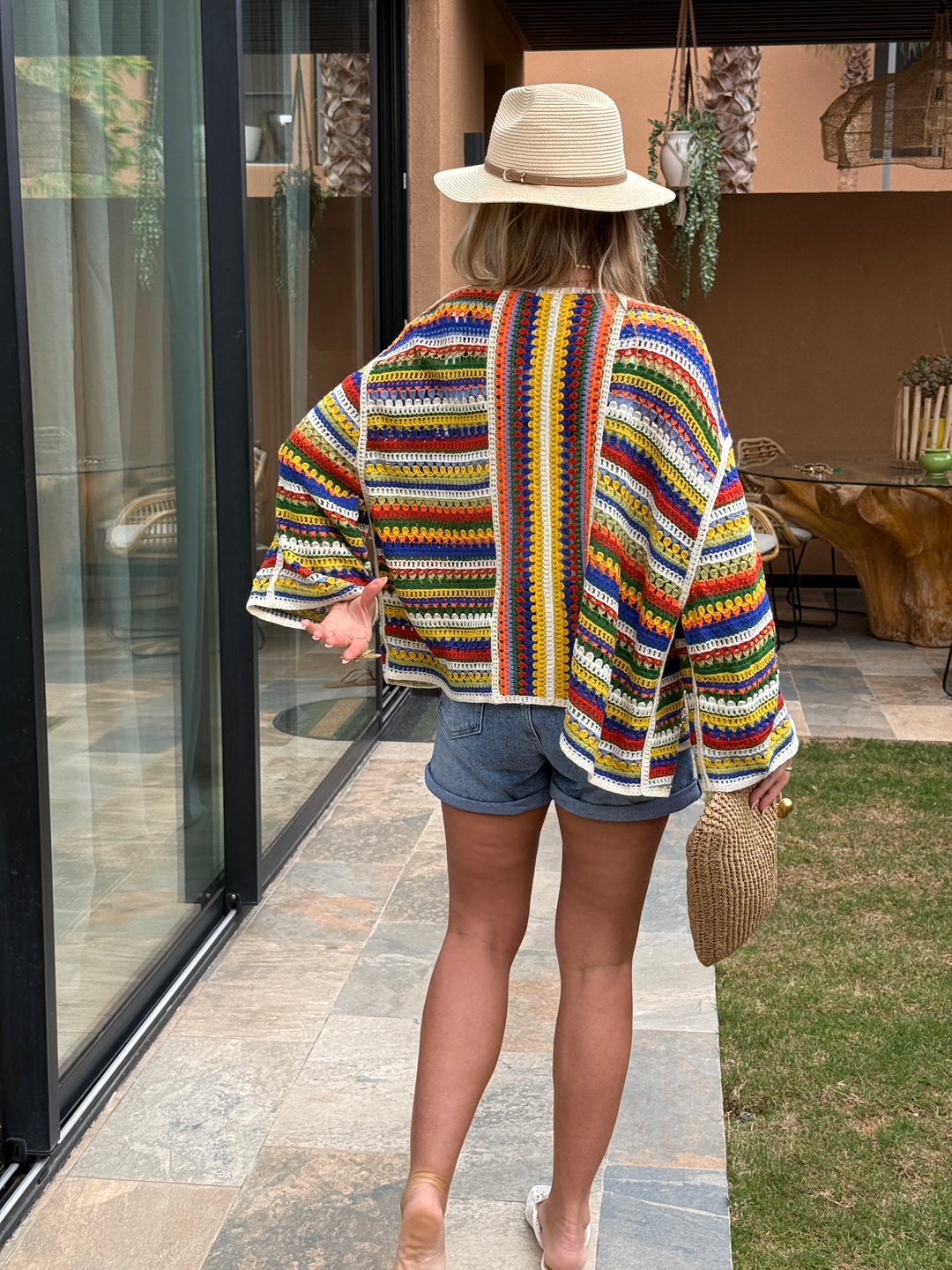 Gilet tricote colorie ORANGE