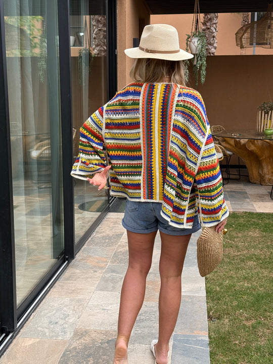 Gilet tricote colorie ORANGE