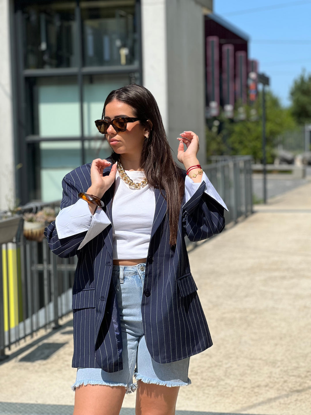 Blazer bleu rayure 3141