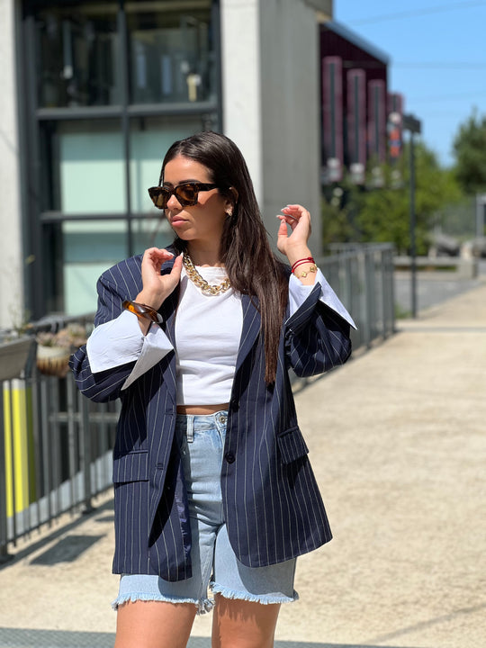 Blazer bleu rayure 3141