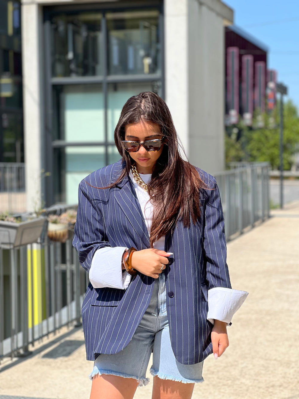 Blazer bleu rayure 3141
