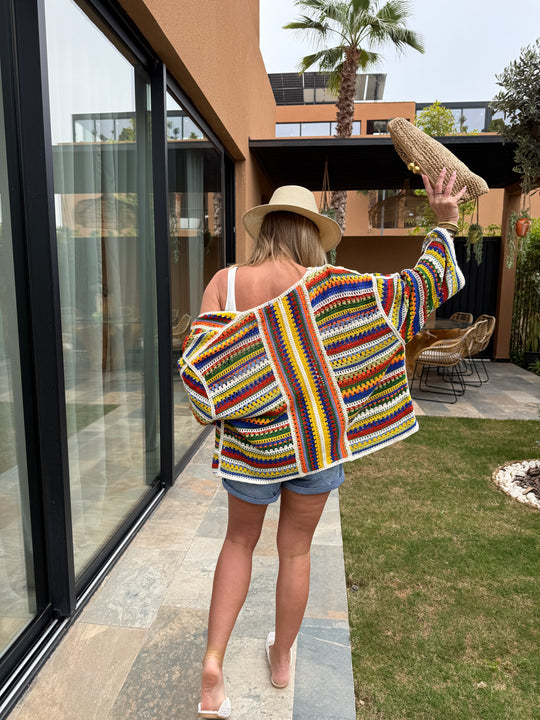 Gilet tricote colorie ORANGE