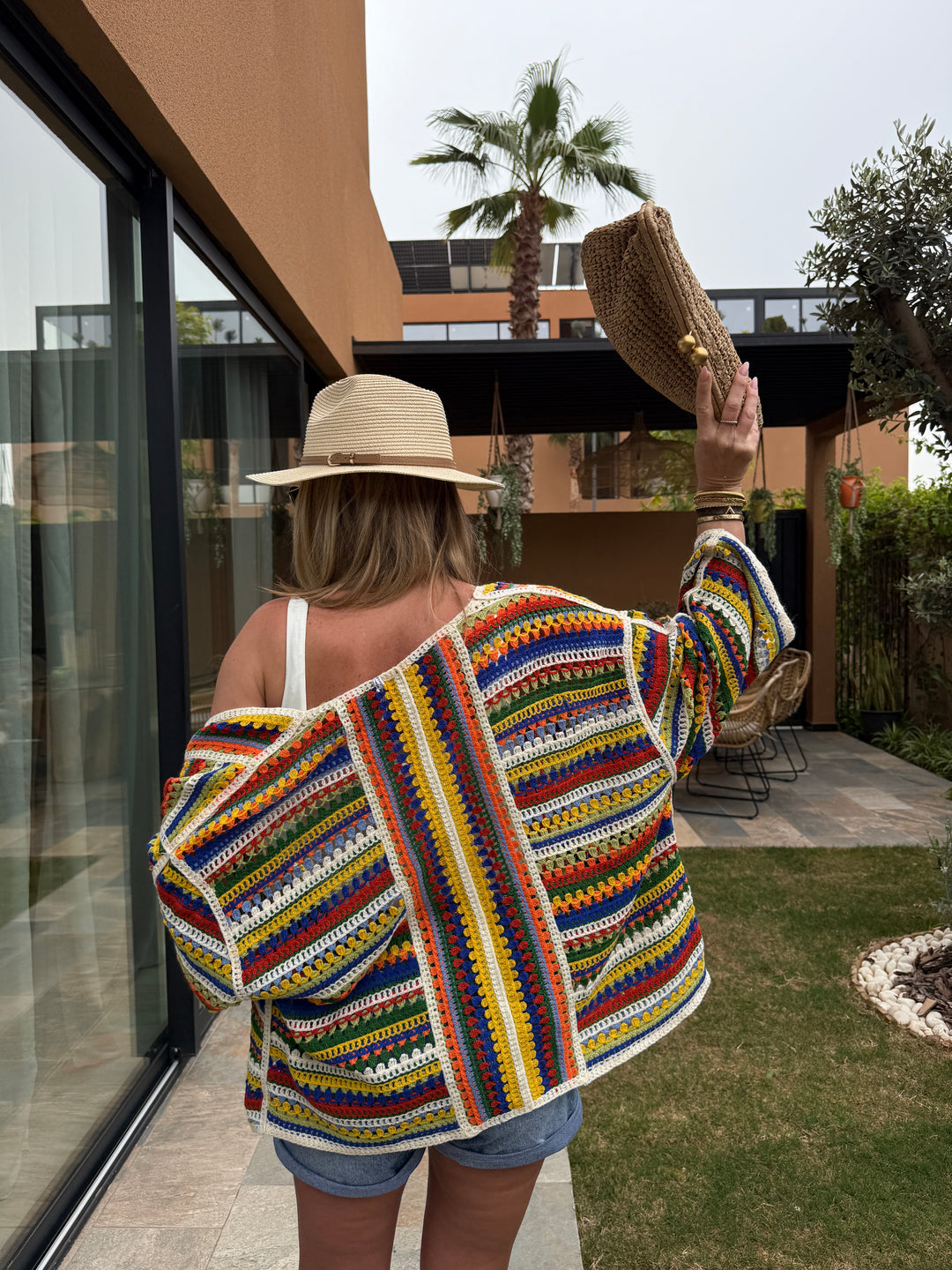 Gilet tricote colorie ORANGE