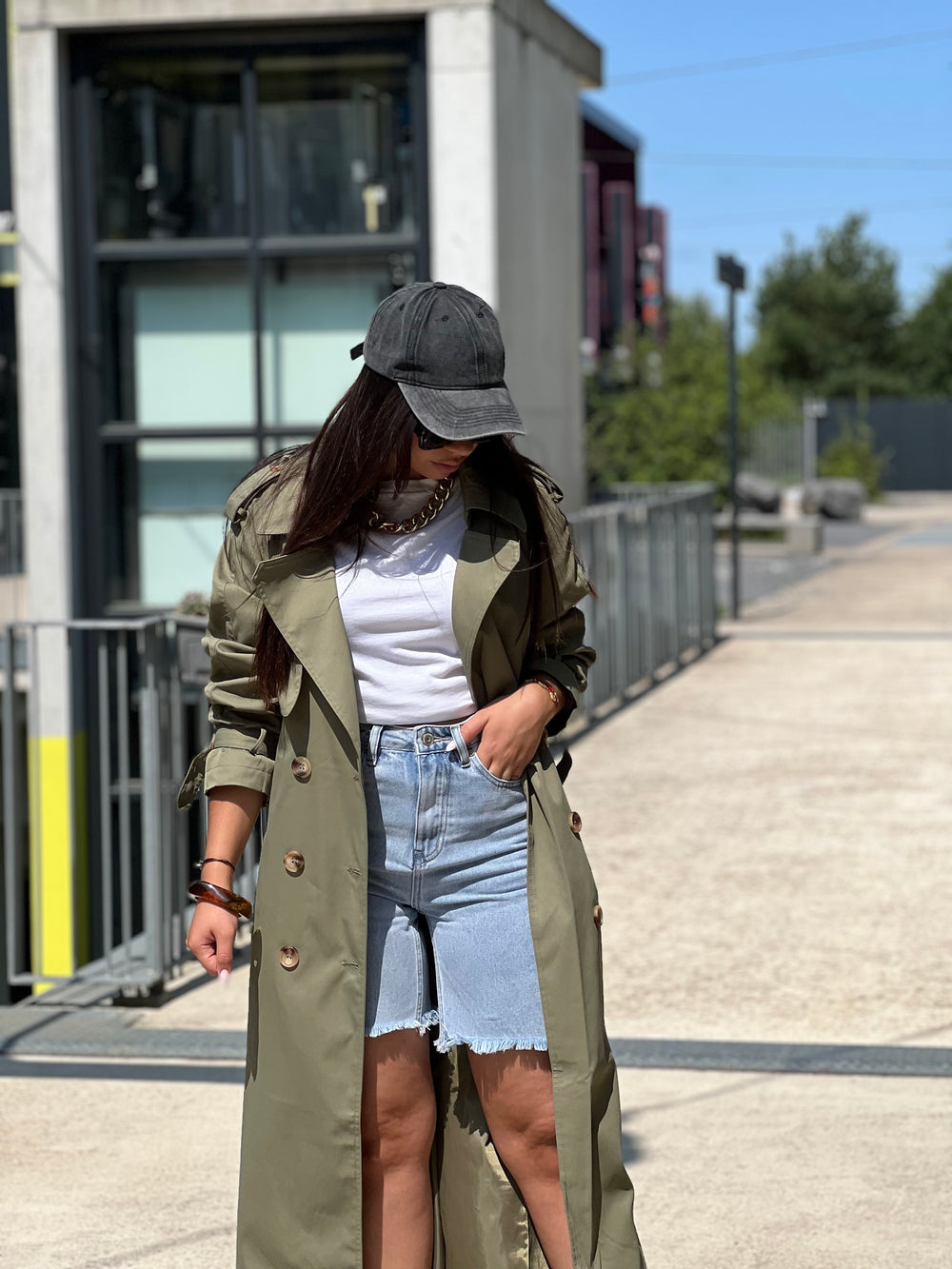 Trench long kaki 102-4