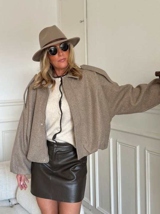 Veste lainer taupe bomber