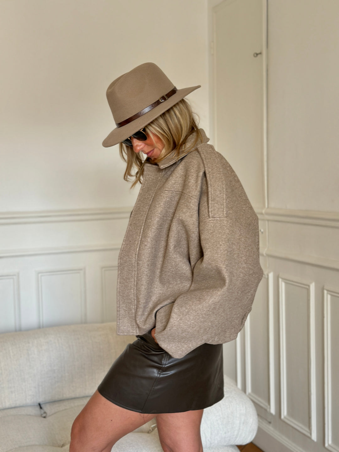 Veste lainer taupe bomber