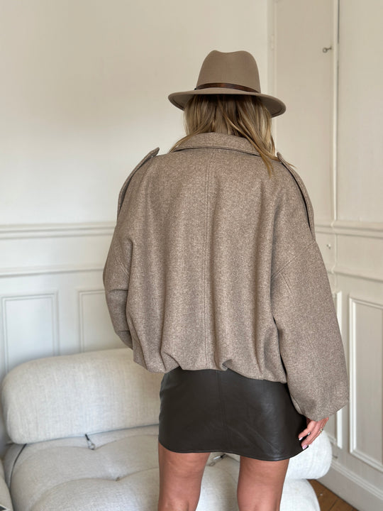 Veste lainer taupe bomber