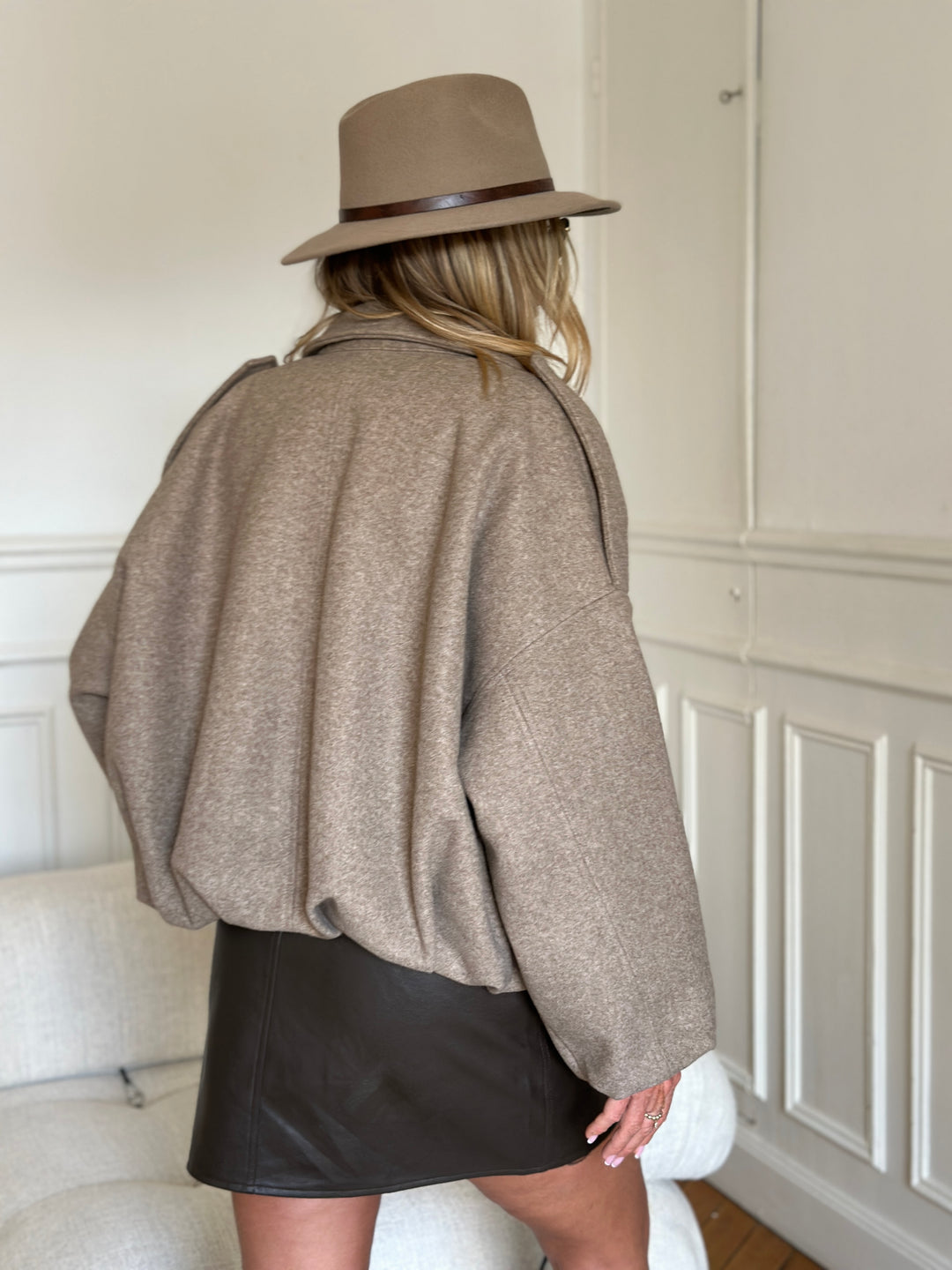Veste lainer taupe bomber